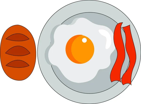 Pastırma Yumurta Kahvaltı Için Illüstrasyon Beyaz Arka Plan Vektör — Stok Vektör