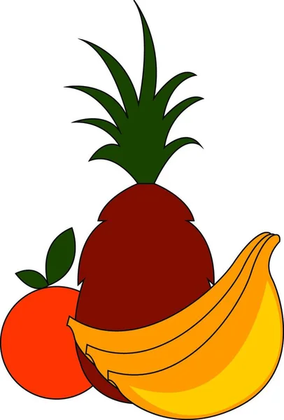 Illustration Vectorielle Ananas Avec Une Pomme Rouge — Image vectorielle