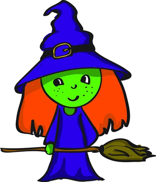 Bruxa Halloween Com Chapéu —  Vetores de Stock