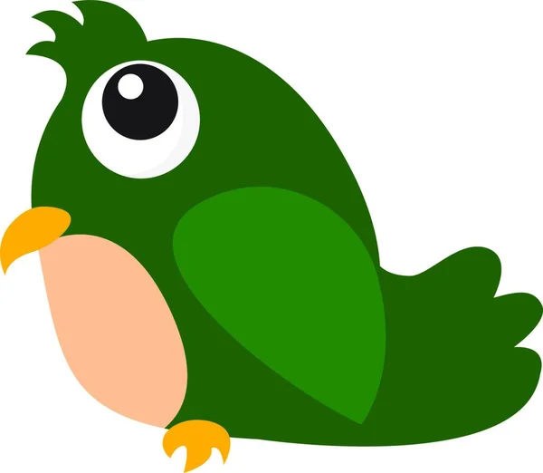 Cute Little Green Parrot Illustration Vector White Background — Stock Vector