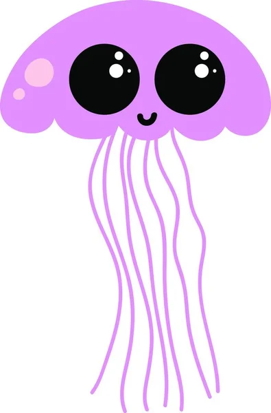 Bonito Desenho Animado Medusa Com Olhos Polvo — Vetor de Stock