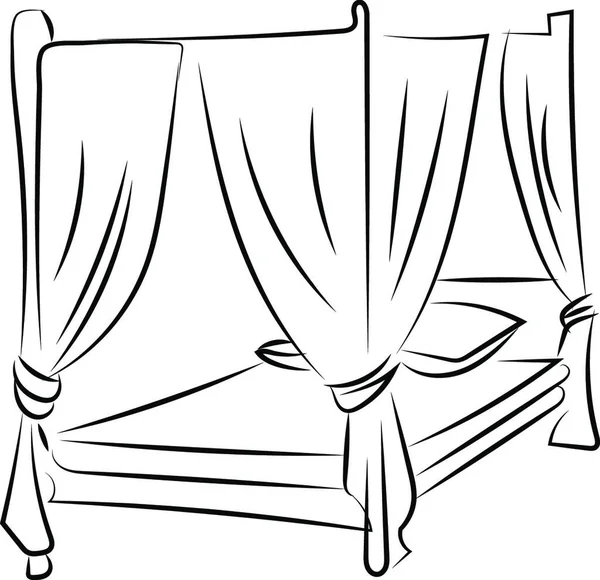Σχέδιο Κρεβάτι King Size Εικονογράφηση Διάνυσμα Λευκό Φόντο — Διανυσματικό Αρχείο