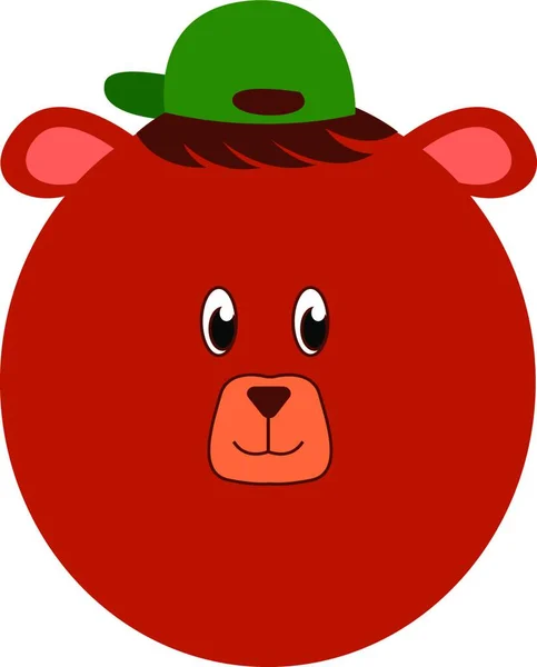 Oso Con Sombrero Verde Ilustración Vector Sobre Fondo Blanco — Vector de stock