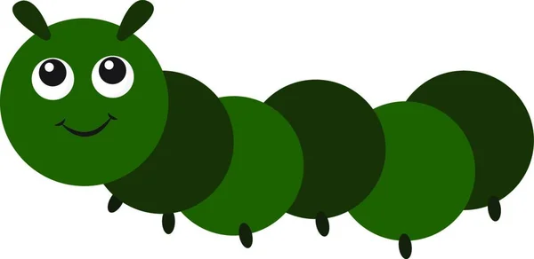 Cute Green Maggot Illustration Vector White Background — Stock Vector