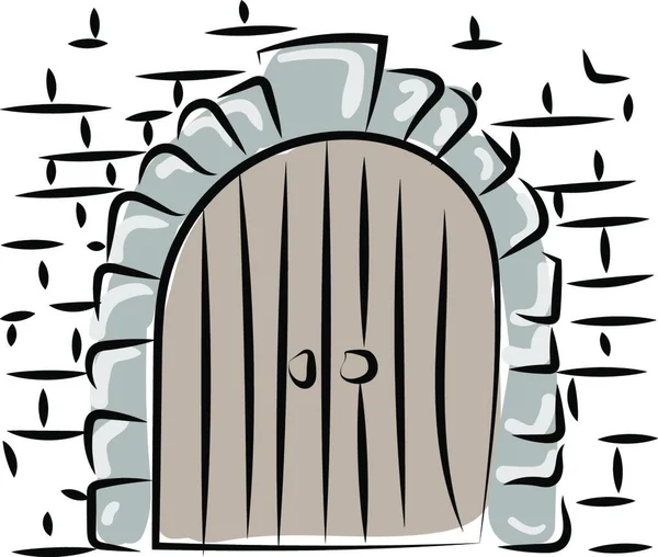 Dibujo Puerta Vieja Ilustración Vector Sobre Fondo Blanco — Vector de stock