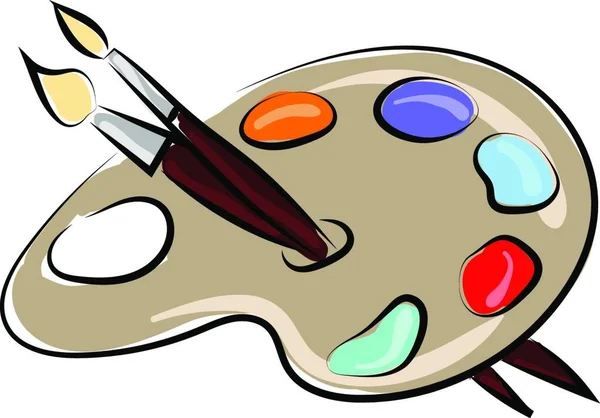 Цветная Палетка Кисточками Иллюстрация Вектор Белом Фоне — стоковый вектор