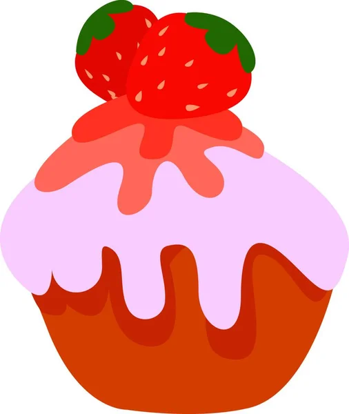 Gâteau Aux Fraises Illustration Vecteur Sur Fond Blanc — Image vectorielle