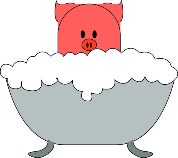Świnia Kąpieli Ilustracja Wektor Białym Tle — Wektor stockowy