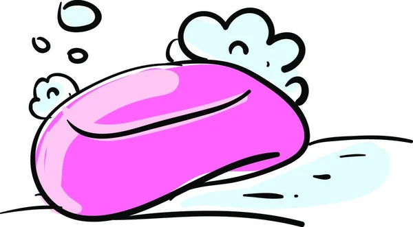 ピンクの石鹸の描画 イラスト 白い背景にベクトル — ストックベクタ
