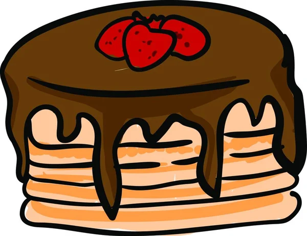 Illustrazione Cartoni Animati Una Torta Con Crema Cioccolato — Vettoriale Stock