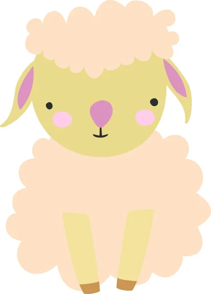 Cute Sheep Pink Background — Stock Vector