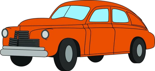 Красный Ретро Автомобиль Иллюстрация Вектор Белом Фоне — стоковый вектор