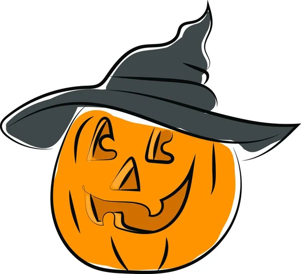Zucca Con Cappello Halloween Illustrazione Vettore Sfondo Bianco — Vettoriale Stock