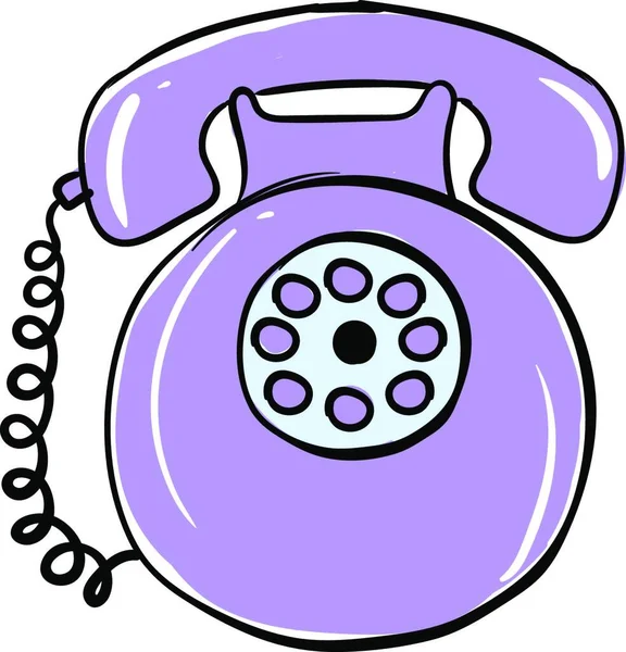 紫色复古电话 白色背景的矢量 — 图库矢量图片