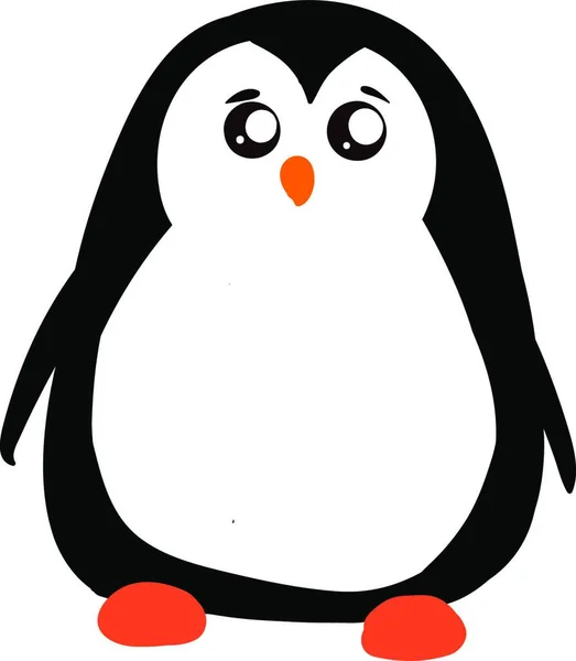 Sad Liten Pingvin Illustration Vektor Vit Bakgrund — Stock vektor