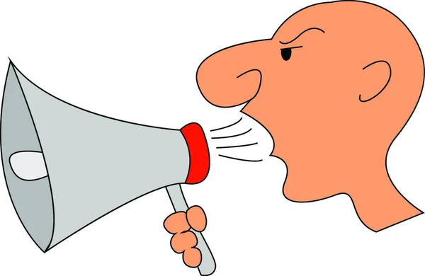 Man Schreeuwen Megaphone Illustratie Vector Witte Achtergrond — Stockvector