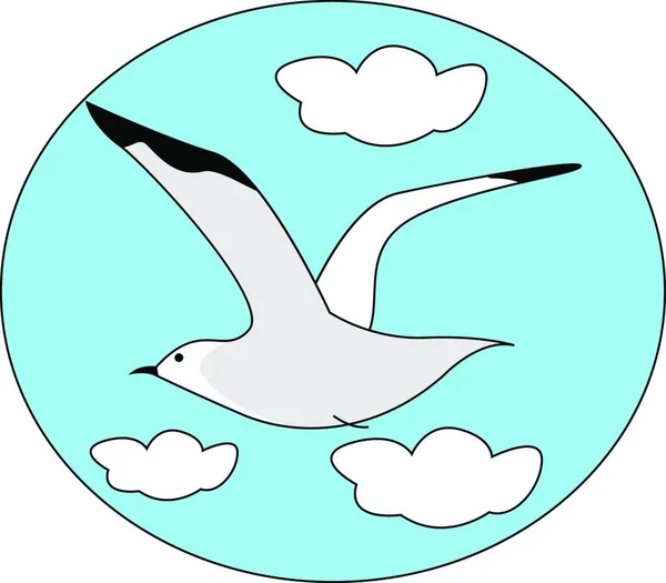 Seagull Flying Sky Illustration Vector White Background — Stock Vector