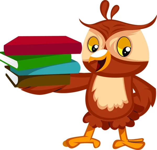 Owl Books Illustration Vector White Background — Stock Vector