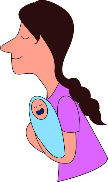 Mamá Con Bebé Ilustración Vector Sobre Fondo Blanco — Vector de stock