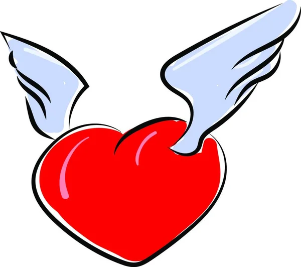 Coeur Avec Ailes Illustration Vecteur Sur Fond Blanc — Image vectorielle