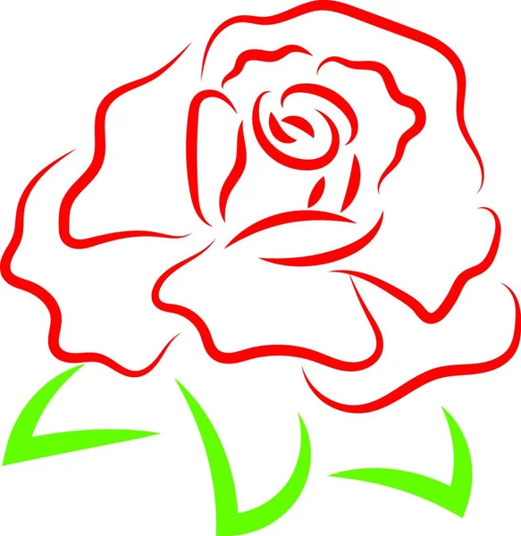 Rosa Rossa Disegno Illustrazione Vettore Sfondo Bianco — Vettoriale Stock