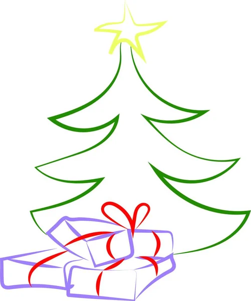 Dibujo Del Árbol Navidad Ilustración Vector Sobre Fondo Blanco — Archivo Imágenes Vectoriales