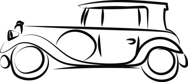 古いレトロな車の図面 イラスト 白い背景にベクトル — ストックベクタ