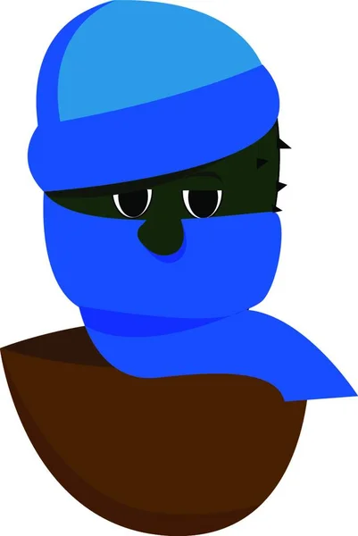 Ilustrasi Seorang Anak Bermata Biru Dengan Topi - Stok Vektor