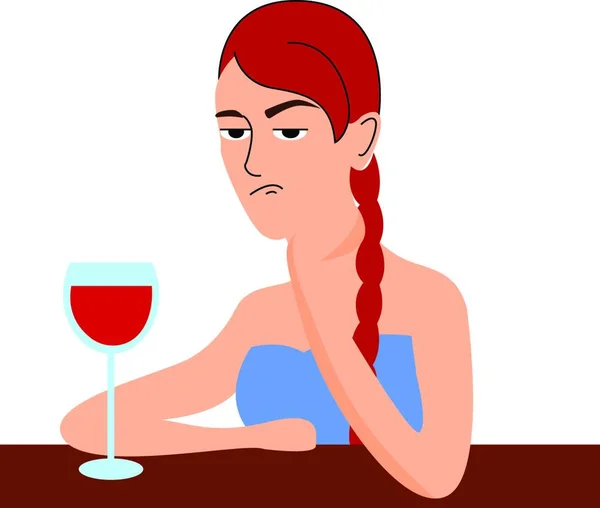 Chica Con Copa Vino Ilustración Vector Sobre Fondo Blanco — Archivo Imágenes Vectoriales