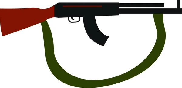 Assault Rifle Met Groene Gordel Illustratie Vector Witte Achtergrond — Stockvector