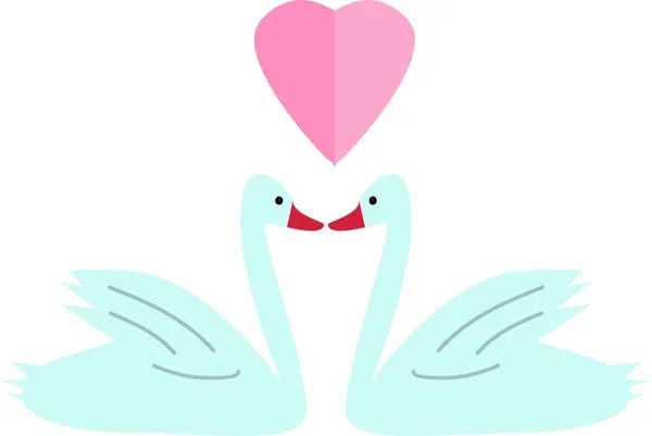 Dos Hermosos Cisnes Enamorados Vector Dibujo Color Ilustración — Archivo Imágenes Vectoriales