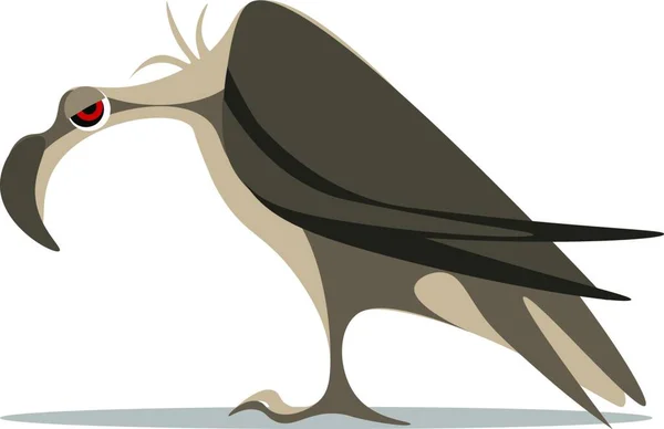 頭と首のはげや羽の裸を持つ勾配茶色の色合いの大きなハゲワシは 長いカーブの尖った紙幣を持っており 立っている間に悲しそうに見えます ベクトル カラードローイングやイラスト — ストックベクタ