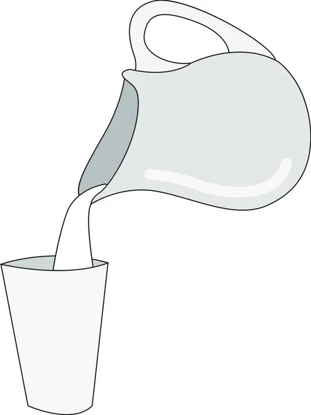 Milchkännchen Und Glas Illustration Vektor Auf Weißem Hintergrund — Stockvektor