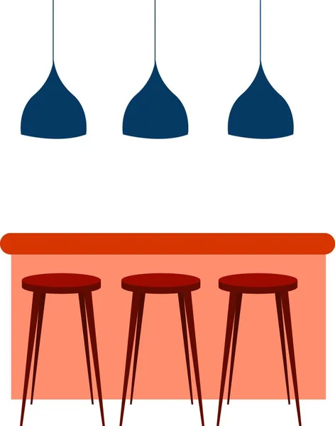 Comptoir Bar Avec Tabourets Illustration Vecteur Sur Fond Blanc — Image vectorielle