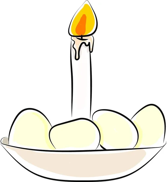 Eggs Candle Illustration Vector White Background — Stock Vector