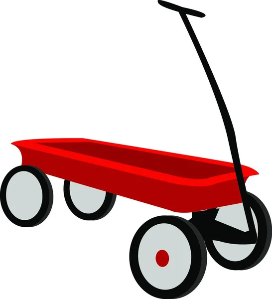 Red Little Wagon Illustration Vector White Background — Stock Vector