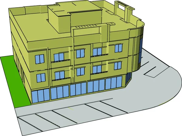 Casa Con Techo Edificio — Vector de stock