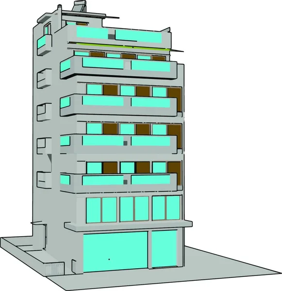 Illustration Vectorielle Bâtiment Avec Une Ville — Image vectorielle