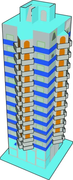 Hohes Blaues Gebäude Illustration Vektor Auf Weißem Hintergrund — Stockvektor