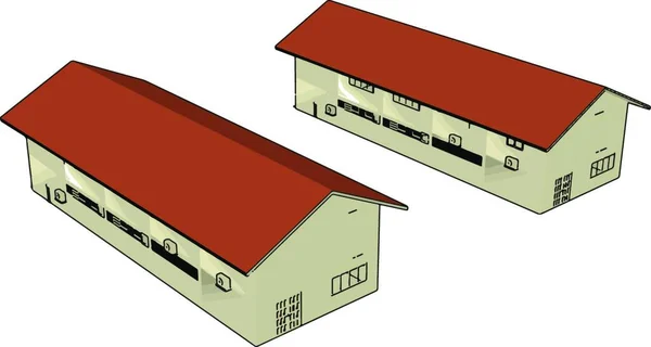 Illustrazione Una Casa Con Tetto Rosso — Vettoriale Stock