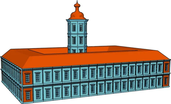 Edifício Grande Bonito Com Telhado Vermelho Ilustração Vetor Fundo Branco —  Vetores de Stock