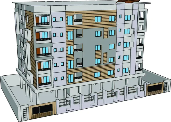 Illustrazione Vettoriale Una Città Con Edifici — Vettoriale Stock