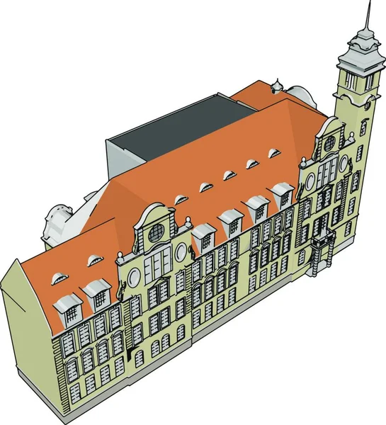 Ilustracja Kreskówki Budynku Miastem — Wektor stockowy