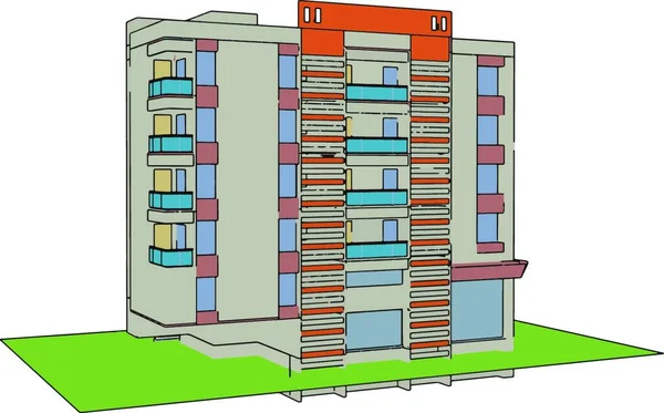 Διανυσματική Απεικόνιση Κτιρίου Πόλης Κινουμένων Σχεδίων — Διανυσματικό Αρχείο