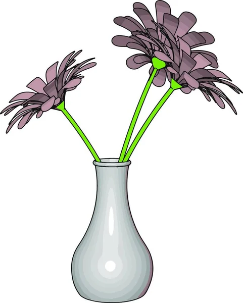 Weiße Vase Mit Blumen Illustration Vektor Auf Weißem Hintergrund — Stockvektor