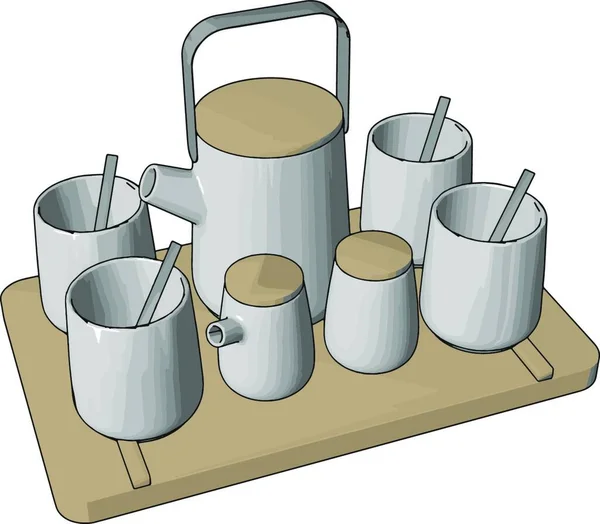 Thermo Cups Bord Illustration Vektor Vit Bakgrund — Stock vektor