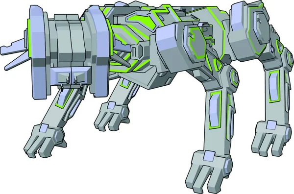 Dog Green Robot Illustration Vektor Vit Bakgrund — Stock vektor