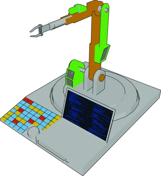 Máquina Robot Verde Ilustración Vector Sobre Fondo Blanco — Archivo Imágenes Vectoriales