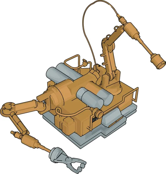 一个有钻孔机的机器人的卡通画 — 图库矢量图片