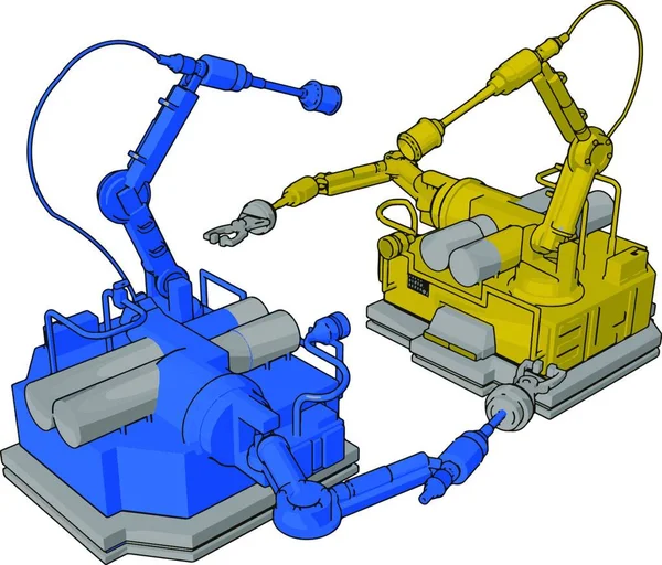 Blue Yellow Engineering Machine Illustration Vector White Background — Stock Vector